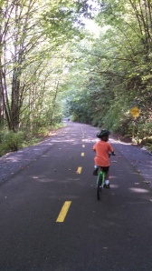 Jayden riding on Cedar River Trail